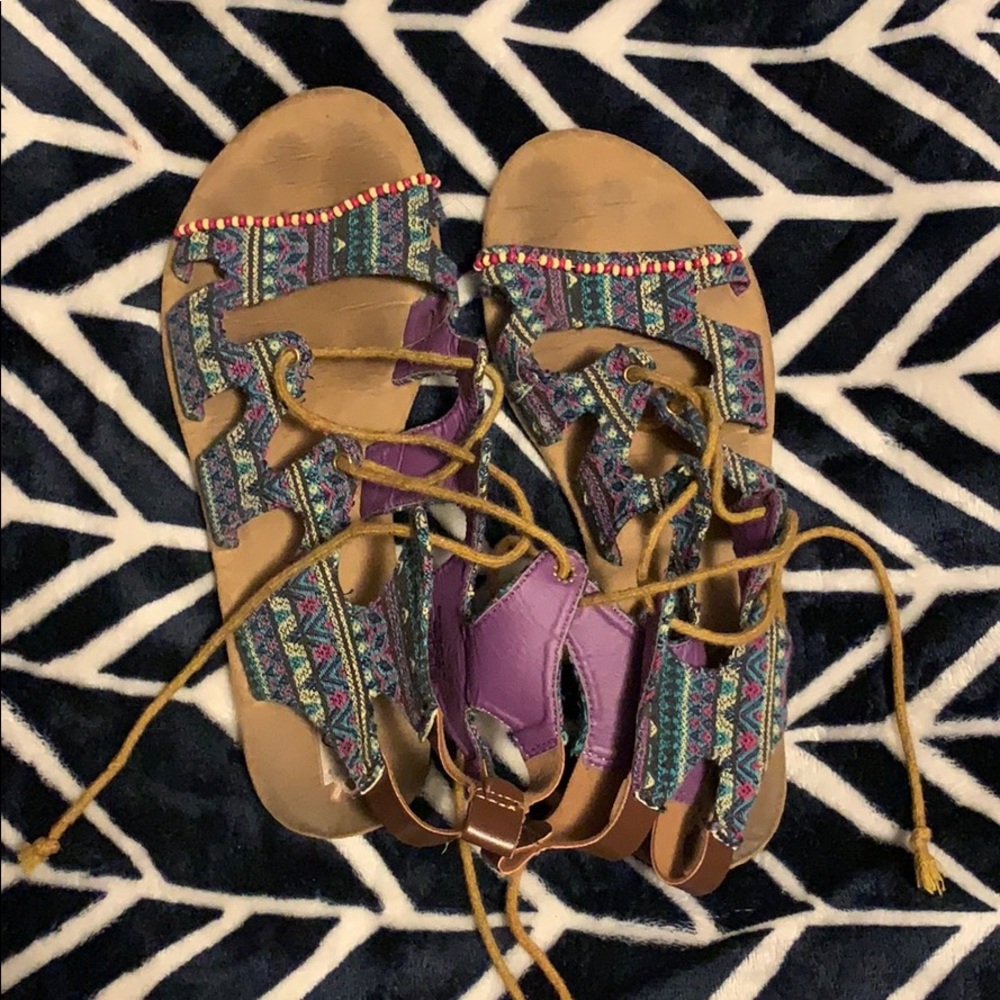 Tribal print gladiator sandal!!